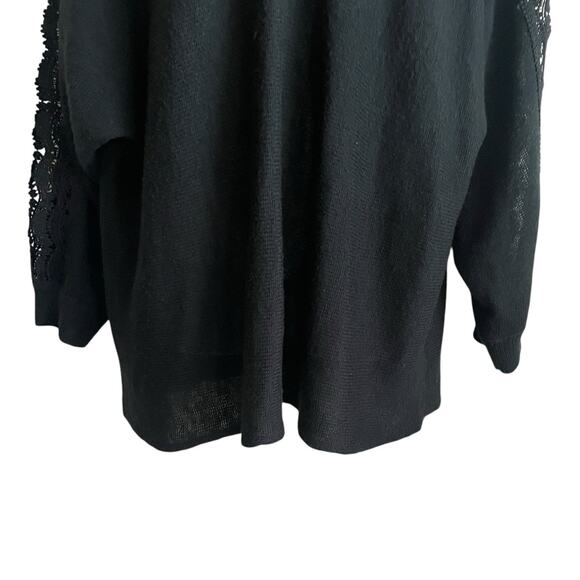 Cato Women Tunic Sweater 22/24 Black Crochet Lace Cut Out Sleeve Whimsigoth Boho - Picture 8 of 15